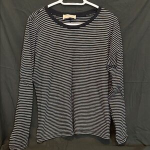 Zara Black and White Striped Long Sleeve Tee